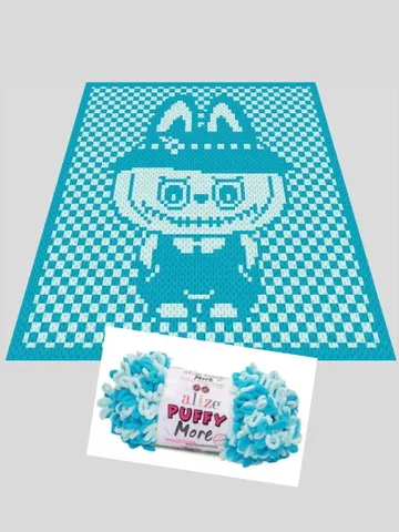 Loop yarn Finger knitted Labubu in Hat blanket pattern $7.00