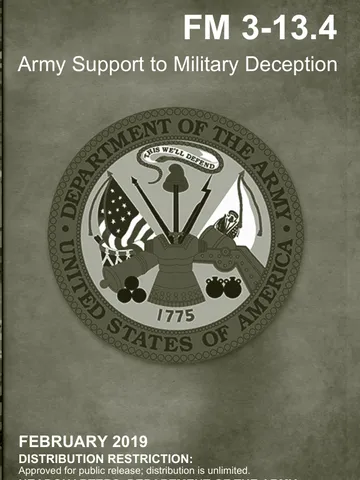 2019 U.S. Army Support To Military Deception Field Manual FM 3-13.4 $7.99