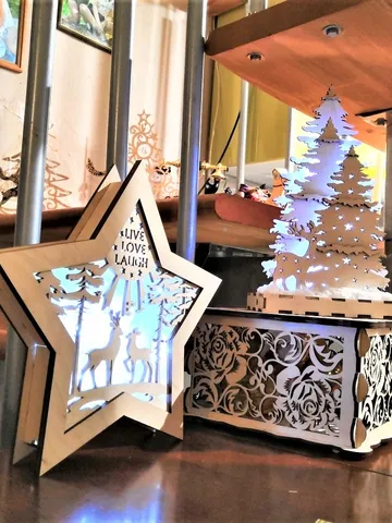 Digital Template Cnc Router Files Cnc Star Lamp Files for Wood Laser Cut Pattern $6.50