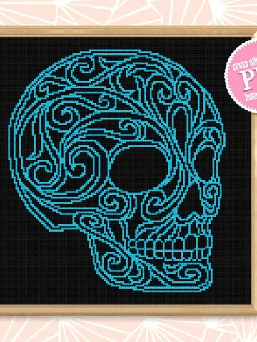Skull mandala cross stitch pattern download PDF Halloween skull embroidery, DIY home decor, Monochrome cross stitch chart Skull decor #M174 $4.60