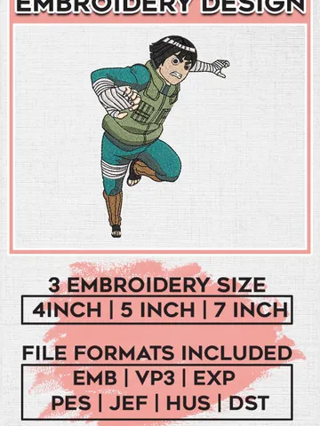 Rock Lee Embroidery Design File, Naruto Anime Embroidery Design, Machine Embroidery Design File, Instant Download EMB_ANIME_252 $6.99