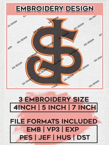 MiLB San Jose Giants Embroidery Design Files, MiLB San Jose Giants Logo, Minor League Baseball Logo Embroidery Designs, MiLB embroidery designs, Machine embroidery designs, Digital Download $6.99