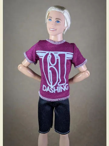 Red wine printed T-shirt for 12-inch fashion male dolls $10.00