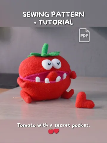 Plush Tomato PDF Pattern – Fleece Toy with Mouth & Limbs $11.00