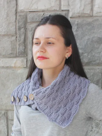 Dusty blue neck scarf for women Wool neck cowl Wool snood with buttons Ladies soft winter neckwarmer Warm collar scarf one loop