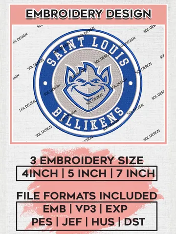 NCAA Saint Louis Billikens Round Logo Embroidery, NCAA Saint Louis Billikens Logo Embroidery files, NCAA Teams, Machine embroidery designs, Digital Download $6.99