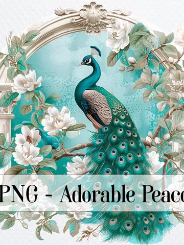 14 Adorable Peacock PNG Bundle, Vintage Peacock Watercolor clipart for sublimation, High Quality PNG, Digital , Paper craft, junk journal $2.64