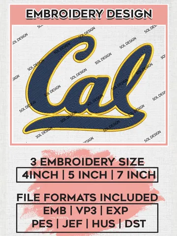 California Golden Bears Logo Machine Embroidery Design, NCAA California Golden Bears Embroidery Design Design files, NCAA Embroidery Designs, NCAA Machine Embroidery Designs, Digital Download $6.99