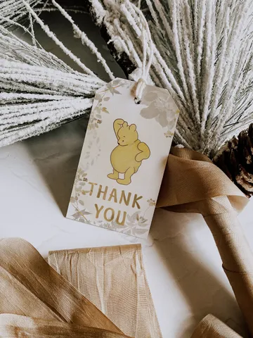 Editable Favor tag Winnie the Pooh; Winnie the Pooh 1st Birthday; Printable thank you tag sticker; Pooh Party Decoration; pooh1 $8.13