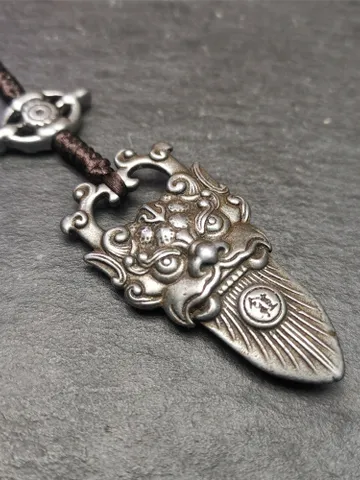 Gandhanra Handmade Tibetan Buddhist Amulet,Kirtimukha Pendant,Bhoma,Banaspati,Mouth of Kala,Made of Cold Iron,1.97" × 1.0" $29.99