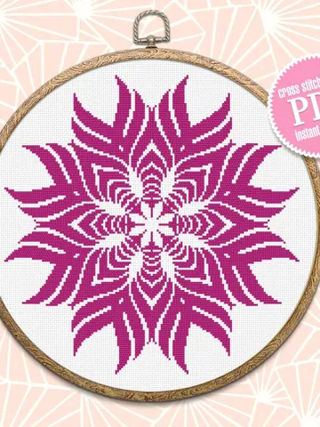 Mandala cross stitch pattern download PDF Simple mandala digital PDF Monochrome cross stitch chart Geometric ornament cross stitch #M123 $4.60