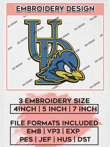 NCAA DU Blue Hens Team Logo Machine Embroidery Design, NCAA Delaware Blue Hens Team Design Design files, NCAA Team Embroidery Designs, NCAA Machine Embroidery Designs, Digital Download $6.99