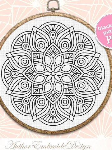 Flower mandala blackwork pattern PDF download Mandala ornament Backstitch chart, Blackwork mandala embroidery PDF, Mandala cross stitch #W36 $4.50
