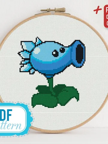Cross stitch pattern Snow Pea Cross stitch pattern Plants vs Zombies PDF Format Instant Download Home decor Modern $6.80