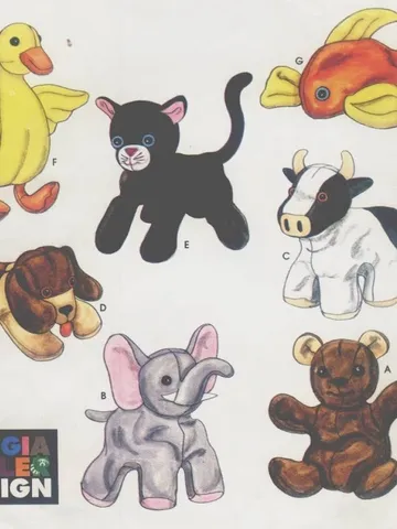 Vintage Sewing Pattern Bean Bag Animals 5" Copy Simplicity 8521 Digital Download PDF $2.50