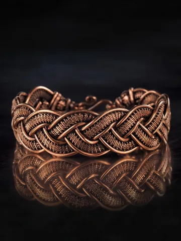 Woven copper wire bracelet Antique style handcrafted copper jewelry Unique gift $80.00
