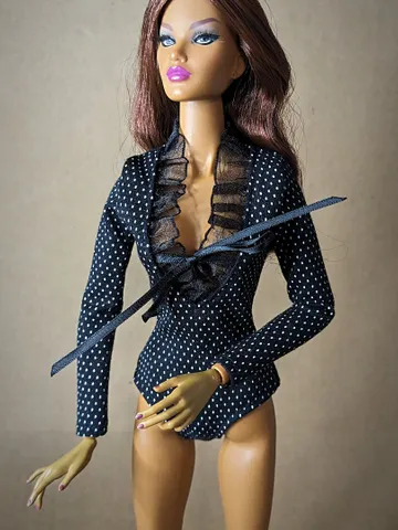 Handmade black & white bodysuit for 16-inch Fashion Royalty dolls (FR16) $37.00