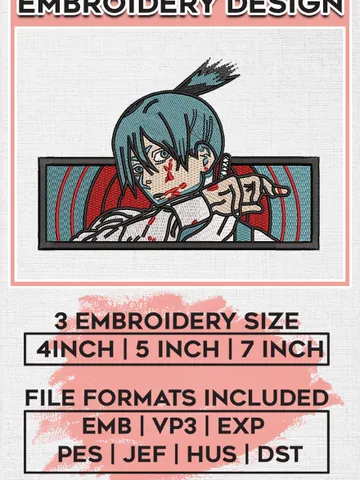 Aki Hayakawa Anime Character Embroidery Files, Chainsaw Man character Embroidery Designs, Digital Download EMB_ANIME_216 $6.99