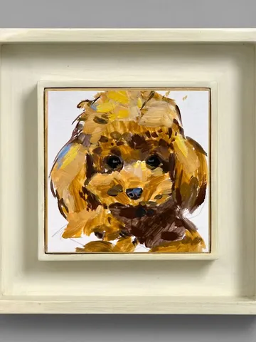 Poodle dog Painting Original Art Small Painting Animal Art $55.00