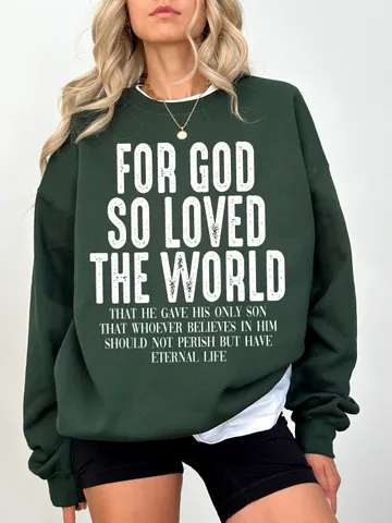 JOHN 3:16 FOR GOD So Loved the World Easter Png, Digital Download Png, Christian Png, Mother's Day, Minimalist Design, Christian Crewneck $4.84