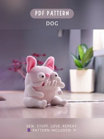 PDF Plush Toy Pattern β Fleece Dog with Bone Softie $9.00