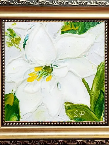 Lily Painting Cornflower Original Art Impasto Oil Painting 4x4 Impasto Lily Wall Art Floral Meadow Painting Field $40.00