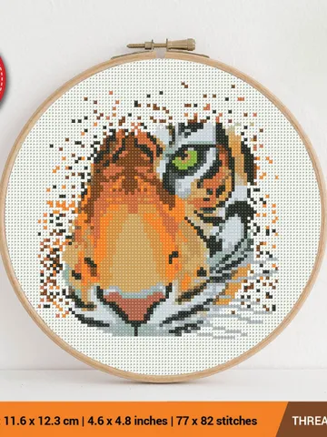 Tiger Cross stitch pattern | Embroidery Pattern | Instant Download | Embroidery Designs $5.94