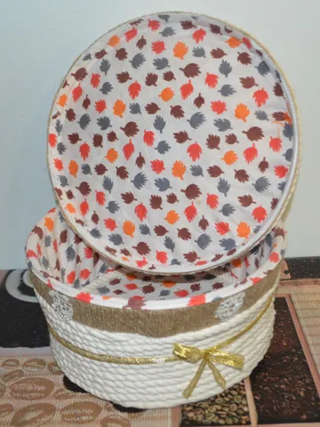 Handmade Large Jute Rope Storage Basket with Lid – Organizer Box for Small Items