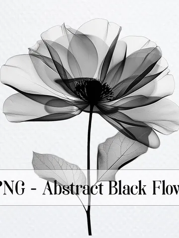 16 Abstract Black Flowers PNG Bundle, Flowers Printable Watercolor clipart sublimation, High Quality scrapbook PNG, Paper craft junk journal $2.64