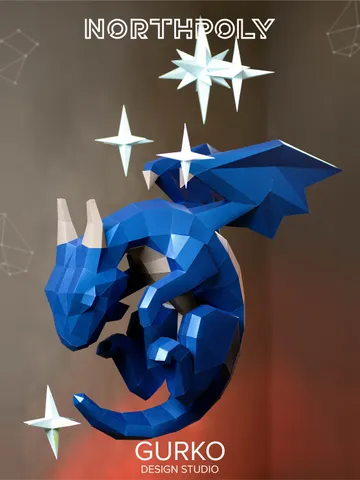 Papercraft Sleeping Dragon Among The Stars, Digital Template, PDF Download, Gurko, 3D Low Poly, Pepakura, DIY Origami Sculpture, Paper Decor $24.00