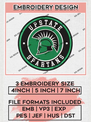 NCAA South Carolina Upstate Spartans Round Logo Embroidery, NCAA South Carolina Upstate Logo Embroidery files, NCAA Teams, Machine embroidery designs, Digital Download $6.99
