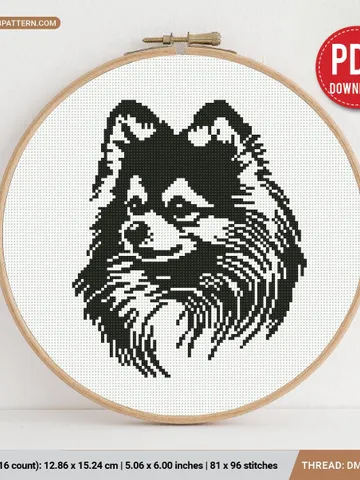 Pomeranian spitz Cross stitch pattern, dog breed, silhouette, animals, beginner counted, modern chart, gift DIY, embroidery, instant PDF $4.74