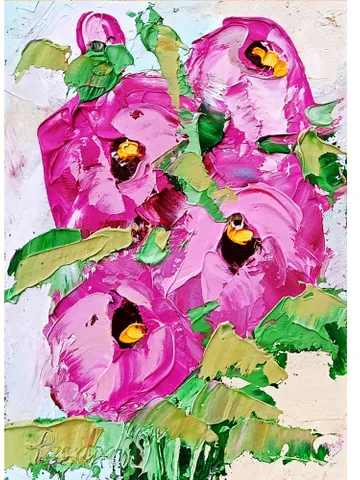 Peonies painting Flowers original oil painting Small Original art Peony wall art Pink peonies artwork Floral New home gifts 7x5 in $47.00