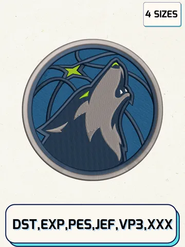 Minnesota Timberwolves Logos Embroidery Design Files,NBA Logos Embroidery Designs,Machine Embroidery Files,4 Sizes $4.99