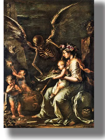 Human Frailty. Winged death and human family. $21.00
