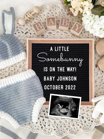 Easter Pregnancy Announcement Digital, Bunny Baby Announcement for Social Media, Editable Template, Somebunny is on the way $7.00