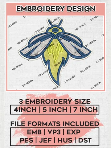 MiLB Columbia Fireflies Embroidery Design Files, MiLB Columbia Fireflies Logo, Minor League Baseball Logo Embroidery Designs, MiLB embroidery designs, Machine embroidery designs, Digital Download $6.99