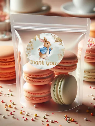 Editable and Printable Thank you sticker template 1st Baby Birthday in Peter Rabbit style party instant download and unlimited access pr888 $10.45