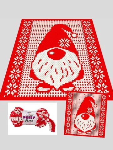 Christmas Gnome-Loop yarn Finger knitted blanket pattern $6.50