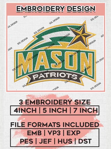 George Mason Patriots Logo Machine Embroidery Design, NCAA George Mason Patriots Embroidery Design Design files, NCAA Embroidery Designs, NCAA Machine Embroidery Designs, Digital Download $6.99
