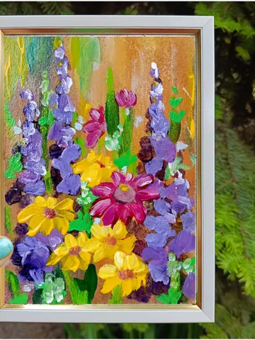 Texas Bluebonnets Painting Impasto Oil Painting  Christmas Gifts Meadow Fields Impasto Oil Artwork Wall Art Gifts by ArtProkopaloSv 7x5 in $44.00