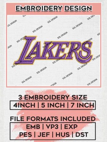 NBA Los Angeles Lakers Wordmark Logo Machine Embroidery Designs, Los Angeles Lakers Embroidery Design Files, NBA Machine Embroidery Designs, NBA Embroidery Designs, Digital Download $6.99