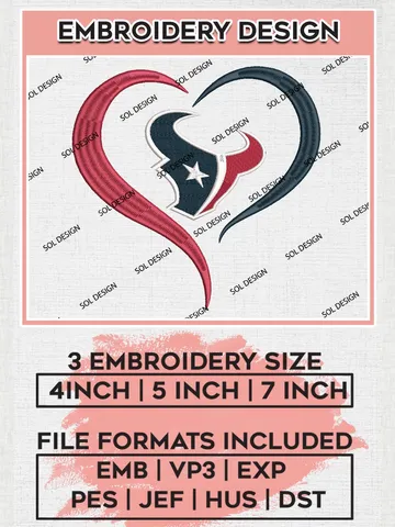 Houston Texans Embroidery Design Files, NFL Texans, NFL Embroidery Designs, NFL Houston Texans Machine Embroidery Design, Digital Download $6.99