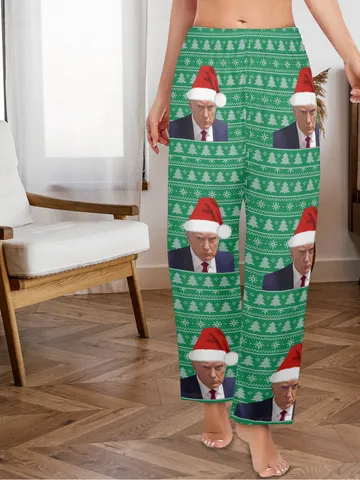 Trump Mugshot Ugly Christmas Pajama Pants, PJ Trousers $60.00
