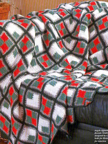 Christmas Argyle Afghan Vintage Crochet Pattern 259 PDF $2.50