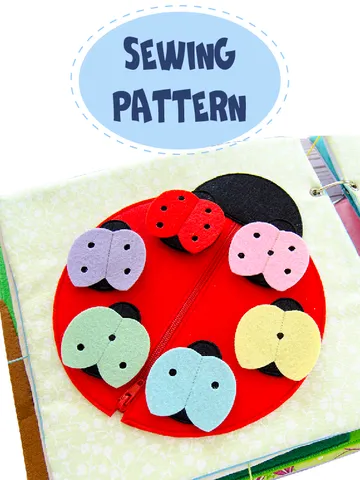 Quiet book page, Ladybugs, PDF sewing pattern, SVG files $3.00