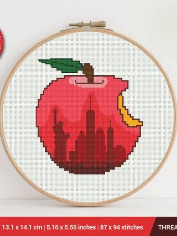 New York City Big Apple Cross stitch pattern | Embroidery Pattern | Instant Download | Embroidery Designs $5.49