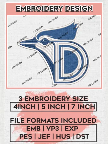 MiLB Dunedin Blue Jays Embroidery Design Files, MiLB Dunedin Blue Jays Logo, Minor League Baseball Logo Embroidery Designs, MiLB embroidery designs, Machine embroidery designs, Digital Download $6.99