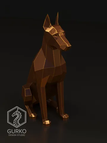 Sitting Doberman Metal Papercraft, Dog, DXF, PDF, Digital Template Download, Gurko, Pepakura, Welding Low Poly 3D Origami, Metal Sculpture $135.00
