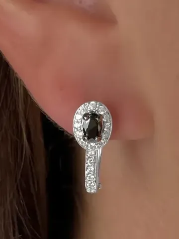 Earrings made of 925 silver with black spinel and white cubic zirconia $89.00